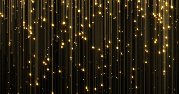 金色的雨，金色的闪光颗粒落下。闪烁着魔法的光芒。圣诞背景，闪闪发光的光线在流动的循环，黄金颗粒与微光灯图片下载