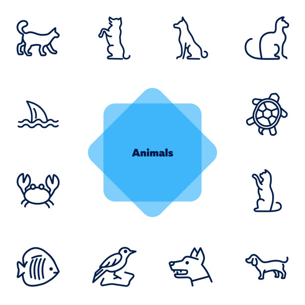 动物线条图标集图片下载