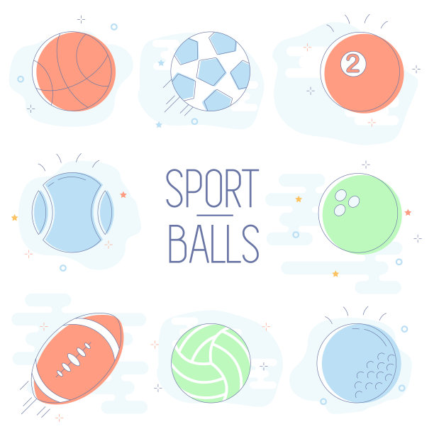 运动球矢量图标设置孤立的白色背景。图片下载