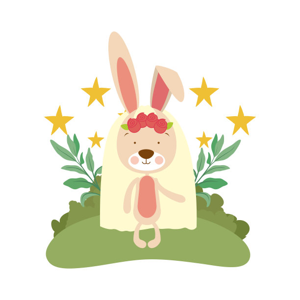 可爱的兔子穿着婚纱图片下载