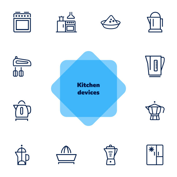 厨房设备线图标设置图片下载