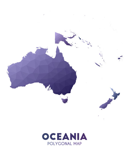 大洋洲的地图。极好的低聚风格大陆地图。图片下载