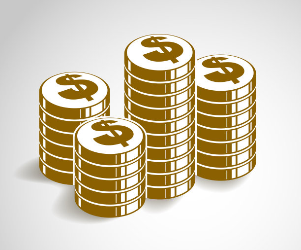 硬币堆叠现金或赌场筹码静物，矢量图标，插图或标志，税收或税收概念，一堆美分。图片下载