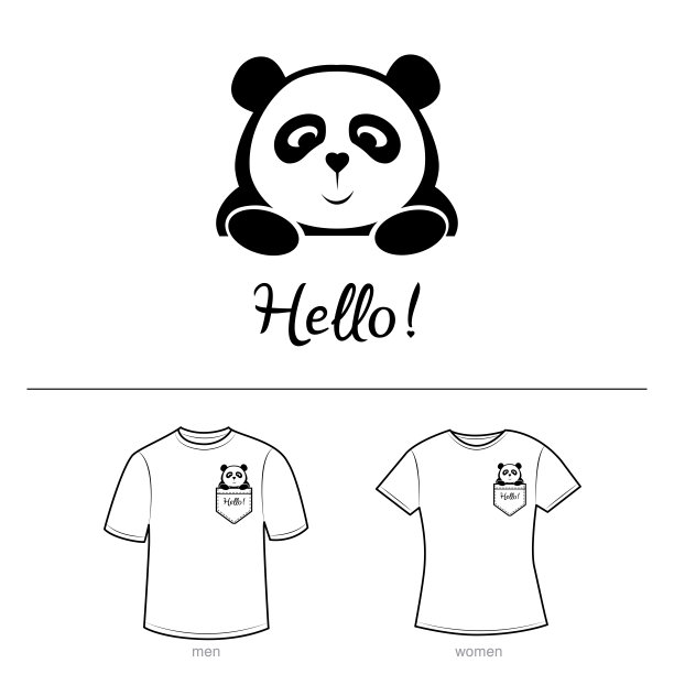 可爱的熊猫插图。口袋里的熊猫。图片下载