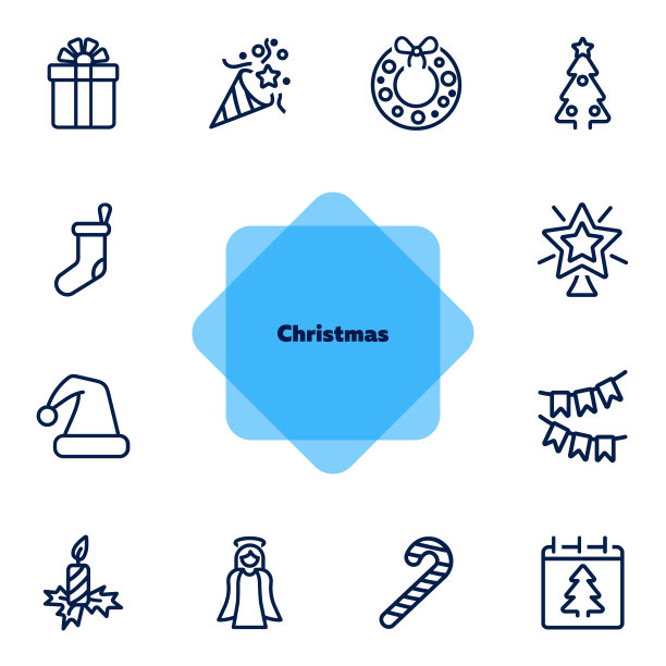 圣诞线图标集图片下载