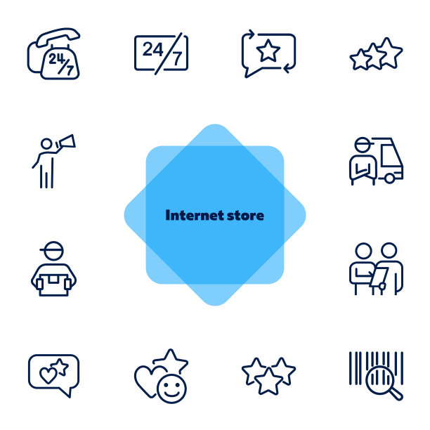 互联网商店线图标设置图片下载