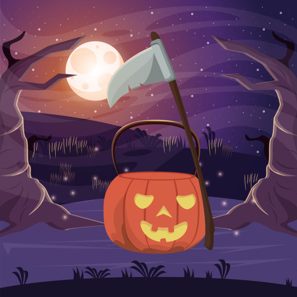 万圣节的黑暗场景与南瓜图片下载