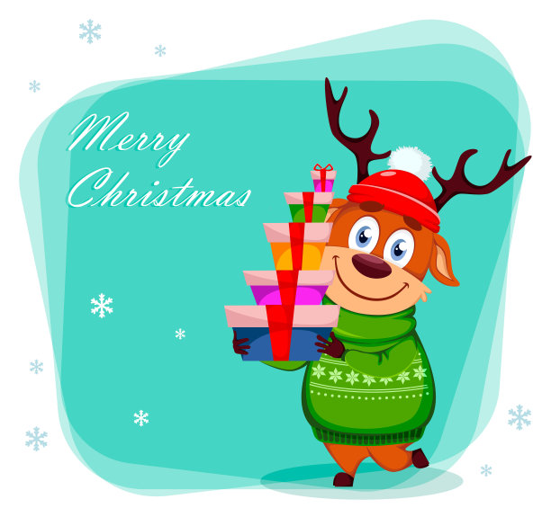 圣诞贺卡和有趣的驯鹿素材图片