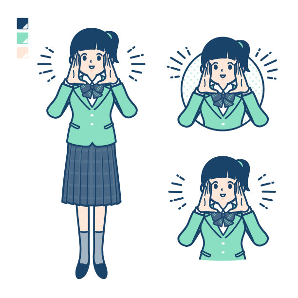 简单的女学生Green blazer_大声呼唤图片下载