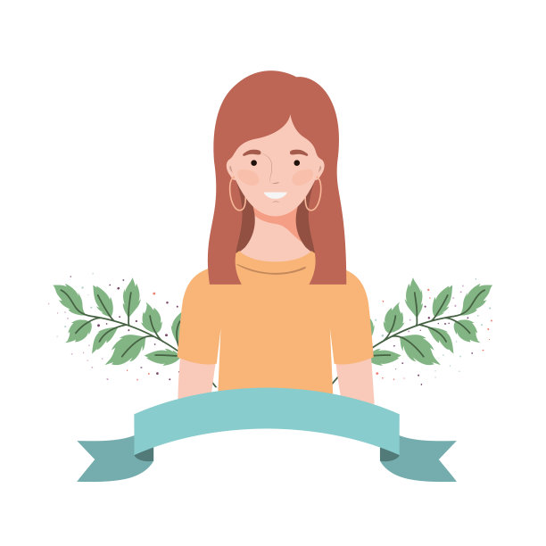 年轻女子以树枝和树叶为背景图片下载