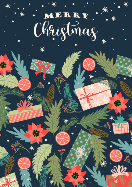 圣诞和新年快乐的插图。时尚复古的风格。图片下载