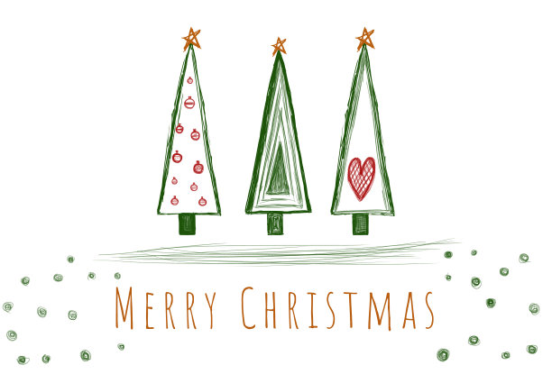 圣诞快乐，设计插图。绿色的圣诞树图片下载