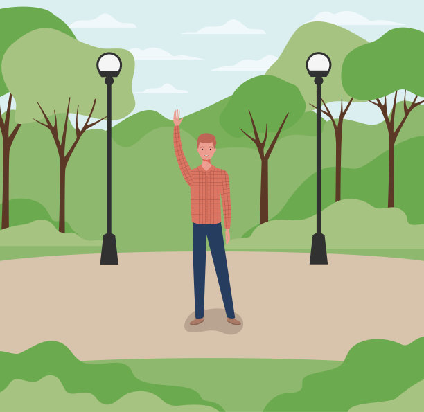 年轻而随意的男子在公园的性格图片下载