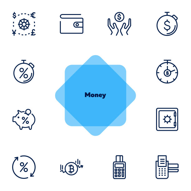 金钱线条图标集图片下载