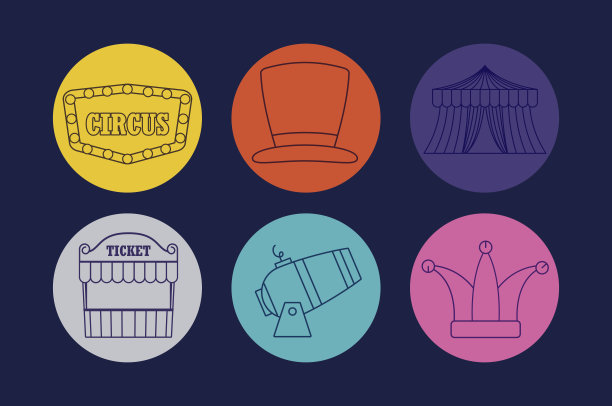 马戏团帐篷与马戏团的集合图标图片下载