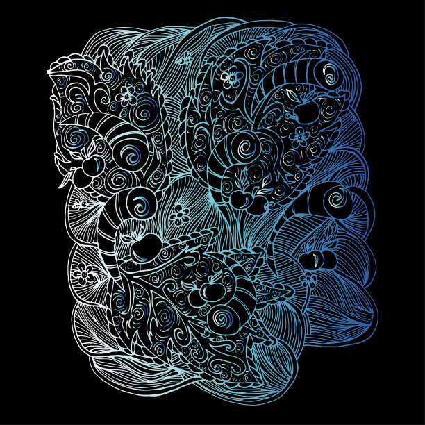 迷幻的模式。冥想，抚慰，扭转元素。手绘的涂鸦图片下载