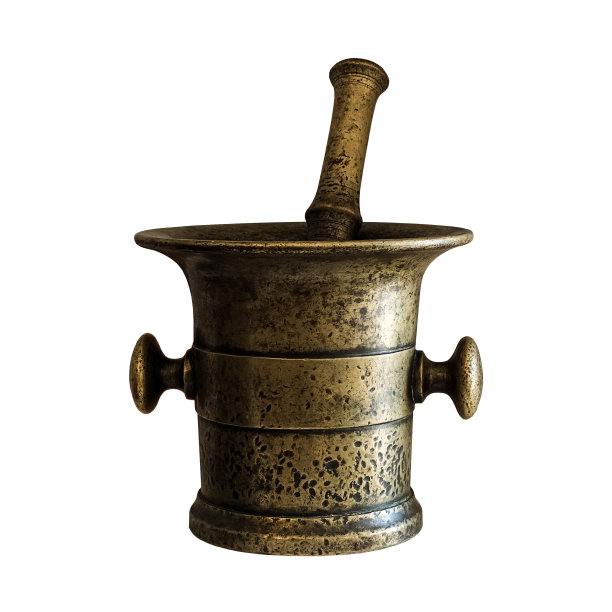 白色背景上的大型金属砂浆，孤立无影图片下载