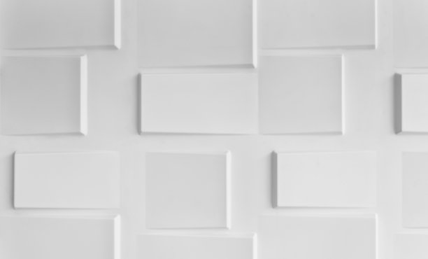 3D白色方形形状的模式与斜坡混凝土墙布局。抽象和背景墙纸。图片下载
