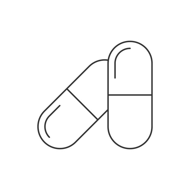 药丸胶囊线图标上的白色背景图片下载