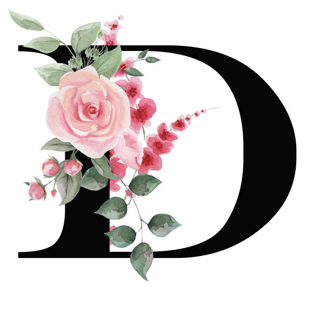 大写字母D用于文字设计，节日贺卡，装饰和设计短信，婚礼邀请函。图片下载