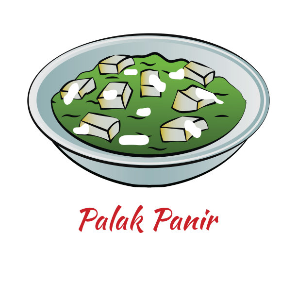 一套美味和著名的印度食物在彩色渐变设计图标图片下载