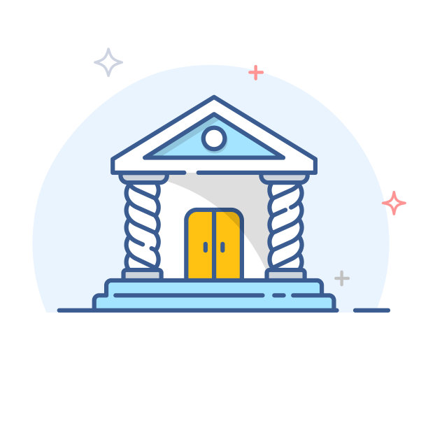 银行建设向量线性图标。图片下载