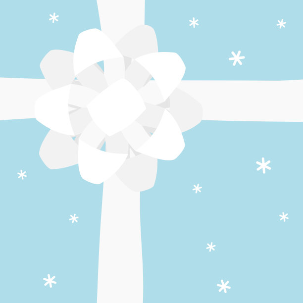 蓝色礼盒与白色弓顶视图图片下载