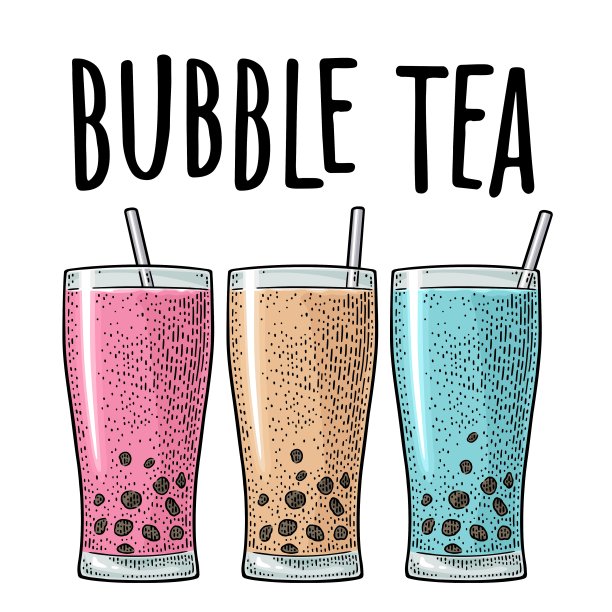 用珍珠球泡奶茶。向量的雕刻图片下载