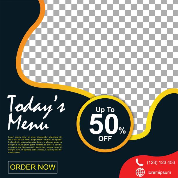 社交媒体横幅食品和饮料业务。餐饮企业的美食社交媒体模板。现代社会模板张贴横幅。食品折扣后模板。图片下载