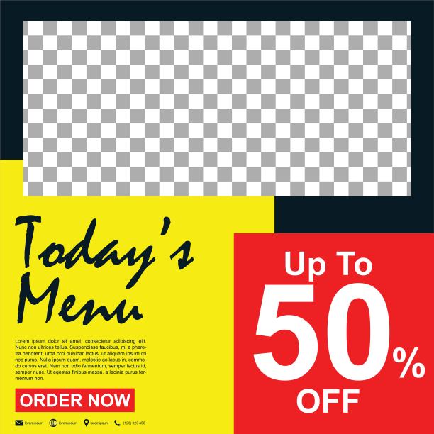 社交媒体横幅食品和饮料业务。餐饮企业的美食社交媒体模板。现代社会模板张贴横幅。食品折扣后模板。图片下载