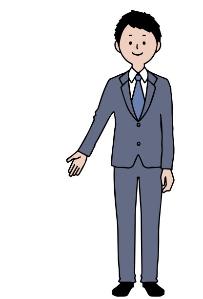 一名身穿灰色西装的男子用右手进行指导。图片下载