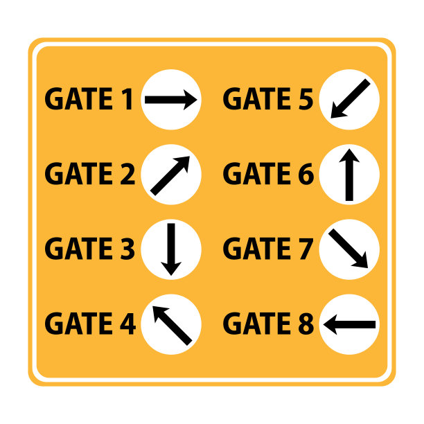 登机口图标或标志指针在机场导航，专业的图形矢量插图优化为大型anв小型。孤立在白色背景上。图片下载