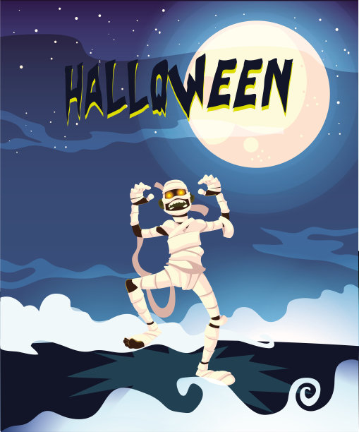 恐怖的木乃伊在万圣节的场景图片下载