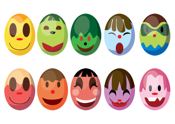 复活节彩蛋幻想设计上的白色背景插图矢量图片下载