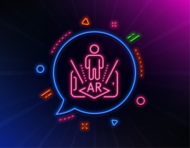 增强现实电话线路图标。虚拟现实模拟信号。3 d的人。向量图片下载