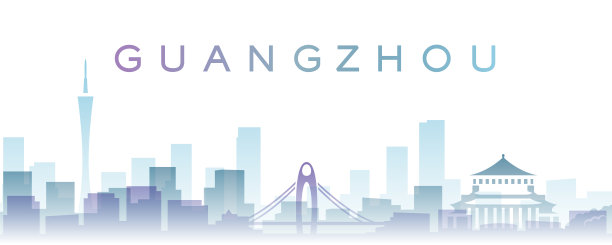 广州透明层渐变地标天际线图片下载