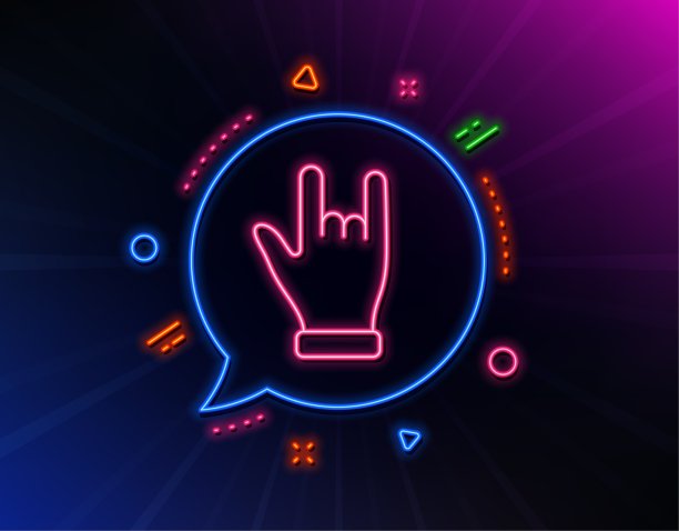 喇叭手线图标。两指手相。向量图片下载