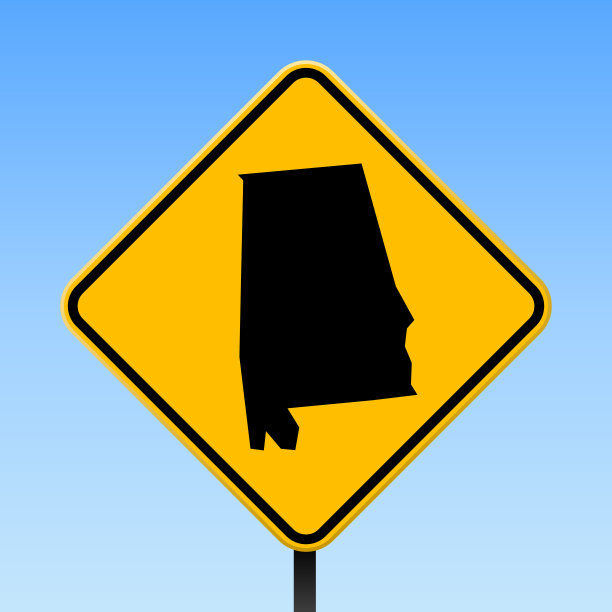 阿拉巴马州地图上的路标。图片下载