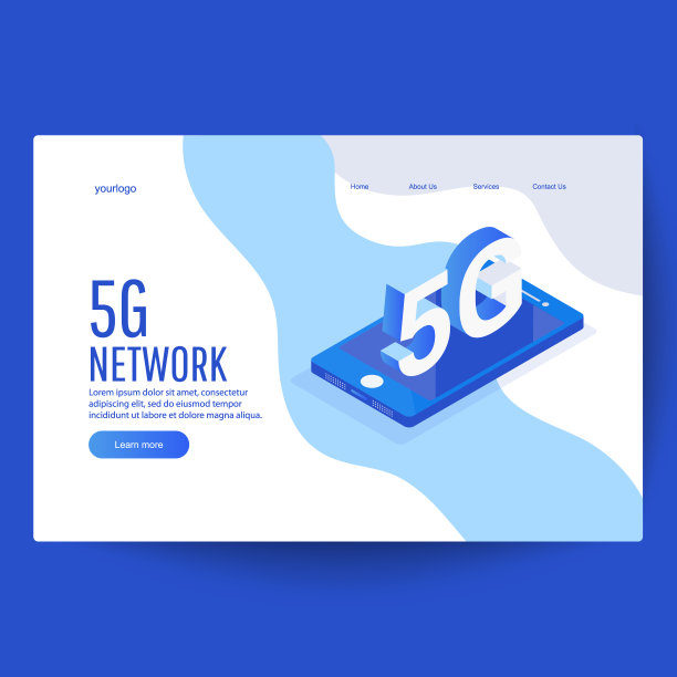 创意的5G网络系统技术概念等距矢量图图片下载