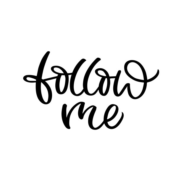 手绘字母卡片。题词:跟我来。完美的设计贺卡，海报，t恤，横幅，打印邀请。图片下载