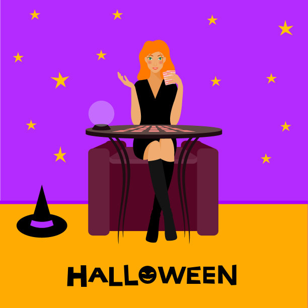 抽象的万圣节快乐图案背景。现代儿童万圣节艺术设计卡，万圣节派对邀请，菜单，秋季假日商店销售，袋印，t恤等。图片下载