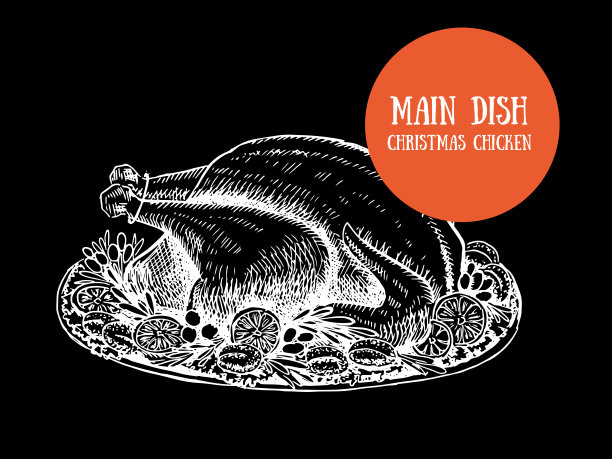 Сhicken圣诞菜单。示意图说明。图片下载
