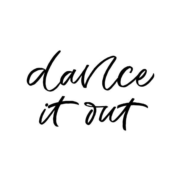 手绘字母卡片。题词是:舞出它。完美的设计贺卡，海报，t恤，横幅，打印邀请。图片下载
