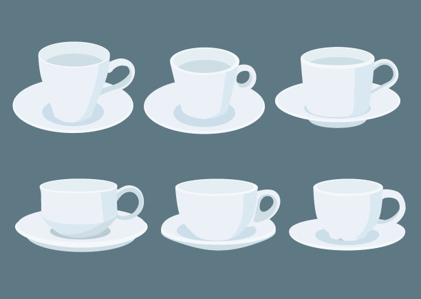 白色咖啡杯碟上灰色背景插图向量图片下载
