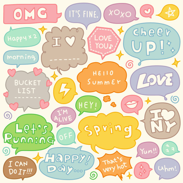 一套手绘的演讲和思想泡泡涂鸦图片下载