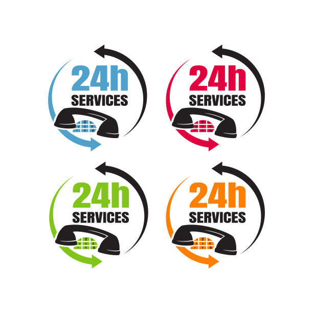 24小时服务符号向量图标昼夜服务按钮符号图片下载