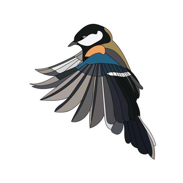 小卡通山雀矢量艺术素材图片