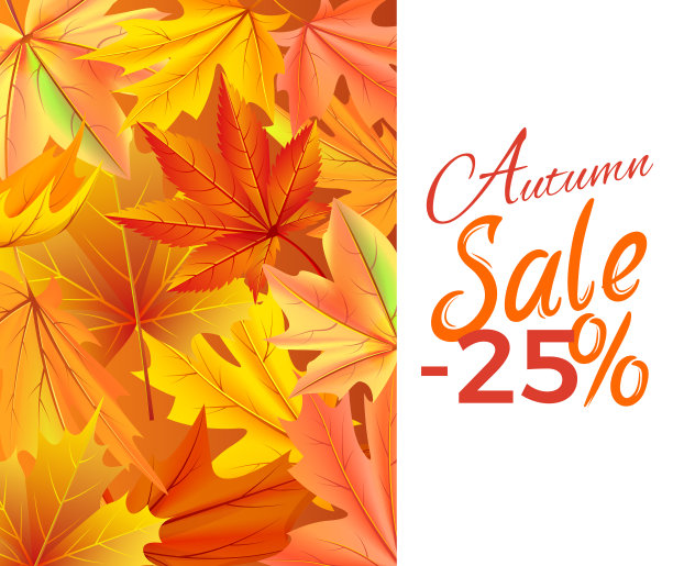 秋季销售-25%的图标向量黄色树叶图片下载