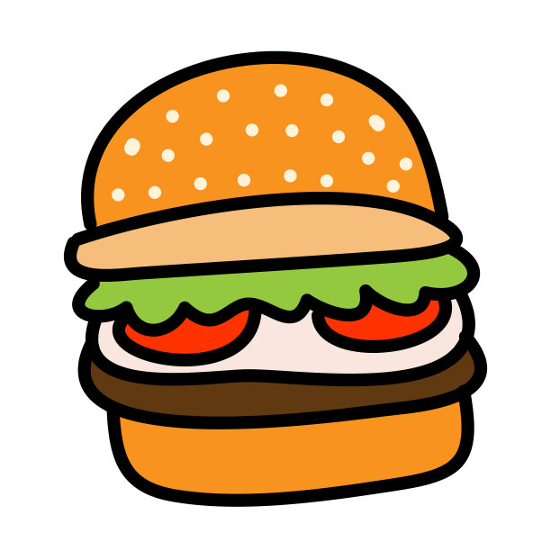汉堡图标概念插图与卡通平面和涂鸦风格图片下载