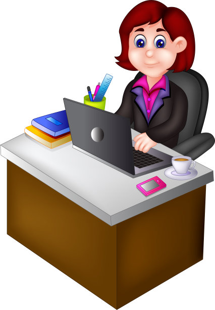 《工作台上的滑稽女孩》卡通版图片下载